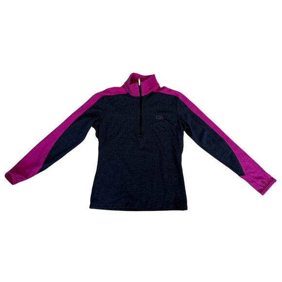 764. ICEBREAKER Merino Wool Sport 320 Quarter Zip Purple Pullover Top EUC XS - Picture 1 of 5
